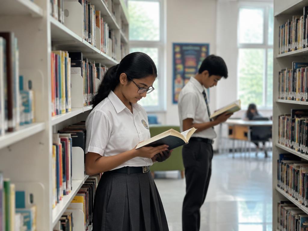 Illustrative photo of students reading in a library