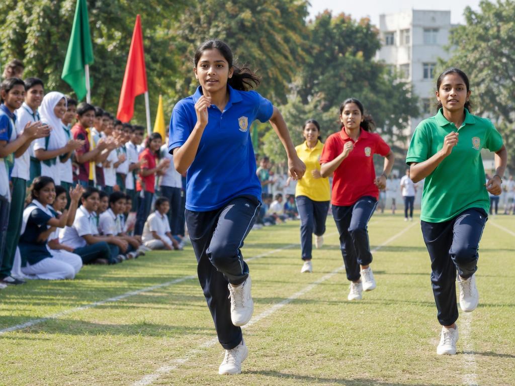 Illustrative photo of a relay race on sports day